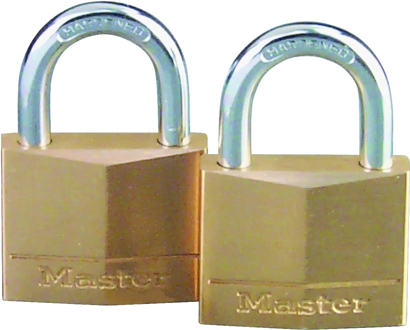 MASTER LOCK Master Lock 140T Padlock, 1-9/16 in W Body, Keyed Alike Key, 1/4 in Dia Shackle, Steel Shackle, Solid Brass Body