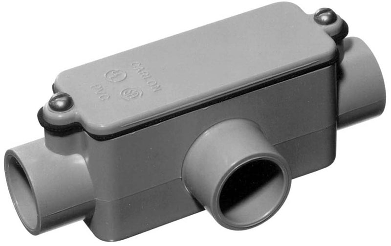 CARLON Carlon E983FR-CTN Conduit Body, IMC, Rigid, 1 in Hub, 6-7/8 in OAL, PVC, Gray ELECTRICAL CARLON