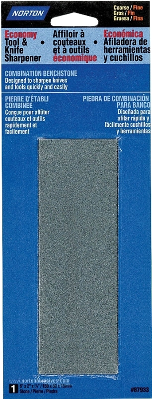 NORTON Norton 87933 Sharpening Stone, 6 in L, 2 in W, 3/4 in Thick, Coarse/Fine, Silicone Carbide Abrasive