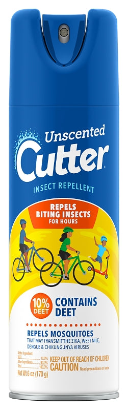 CUTTER Cutter 51020-6 Insect Repellent, 6 oz Aerosol Can, Liquid, Light Yellow/Water White, Ethanol LAWN & GARDEN CUTTER