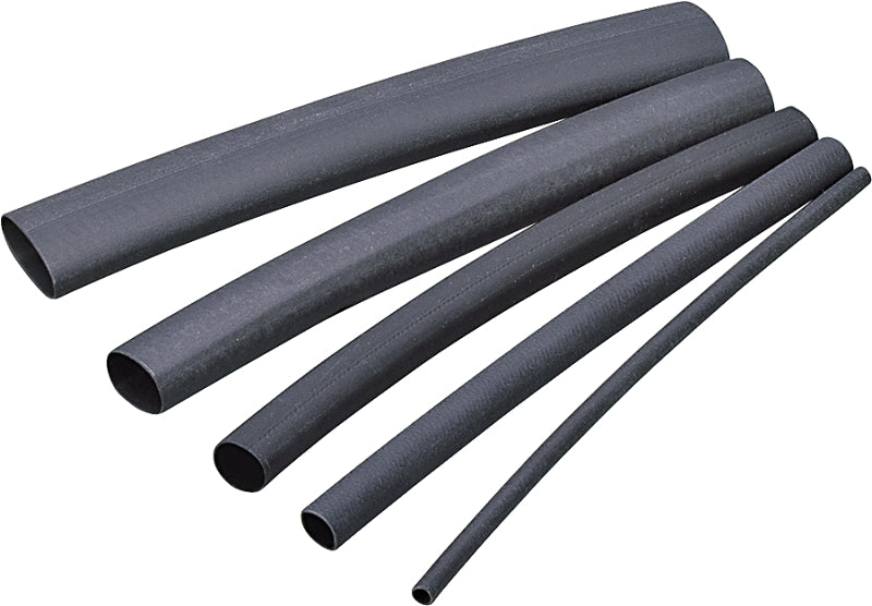 GB Gardner Bender HST-375 Heat Shrink Tubing, 3/8 to 3/16 in Dia, 4 in L, Polyolefin, Black ELECTRICAL GB