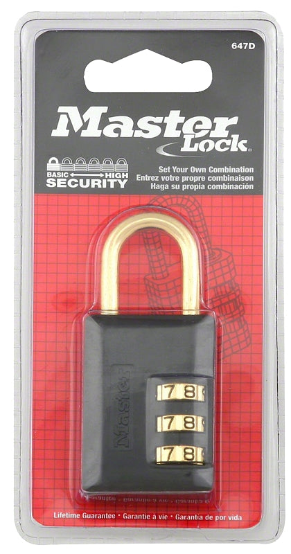 MASTER LOCK Master Lock 647D Padlock, 3/16 in Dia Shackle, 7/8 in H Shackle, Steel Shackle, Zinc Body, 1-3/16 in W Body
