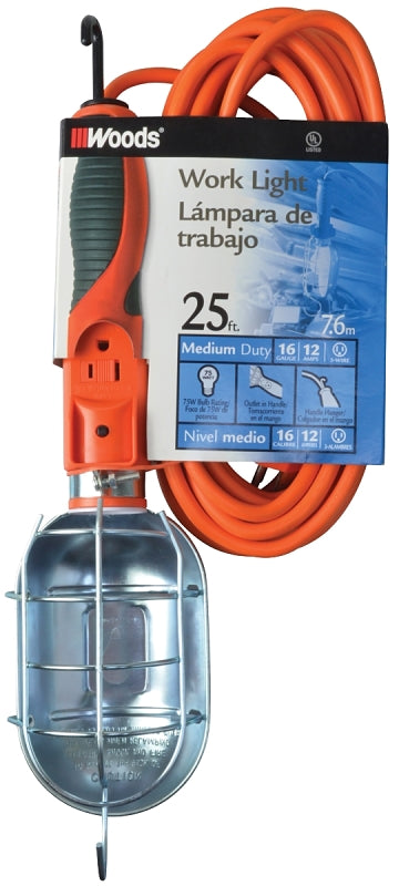 WOODS CCI 0691 Work Light with Outlet and Metal Guard, 12 A, 120 V, Orange ELECTRICAL WOODS