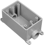 CARLON Carlon E981FFN-CTN Switch Box, 1-Gang, 2-Outlet, PVC, Gray, 1 in Hub ELECTRICAL CARLON