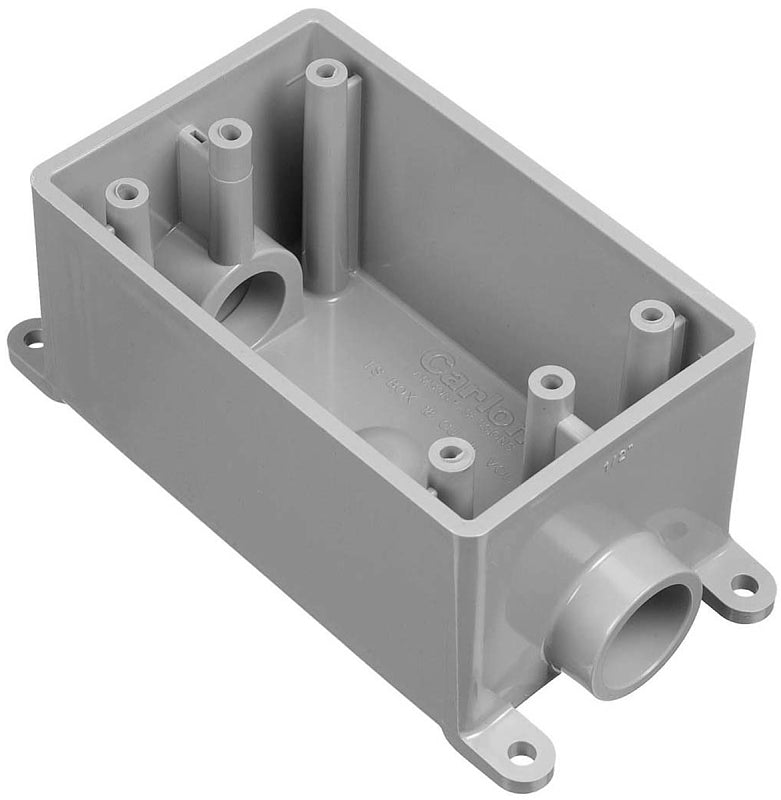 CARLON Carlon E981FFN-CTN Switch Box, 1-Gang, 2-Outlet, 1 in Hub, PVC, Gray