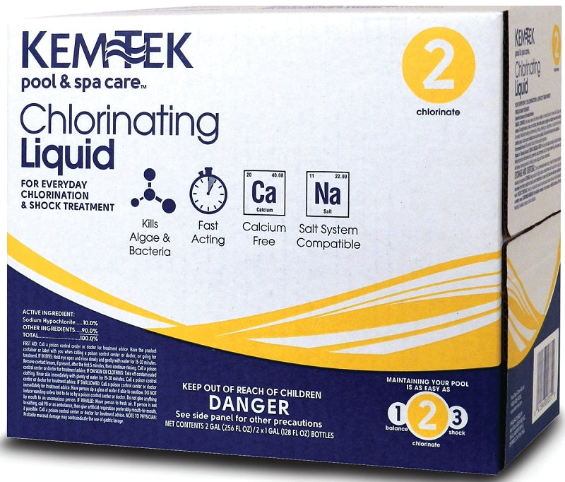 KEM TEK Kem Tek 26009047341 Chlorinating Liquid, 1 gal, Liquid, Bleach, Chlorine, Light Yellow