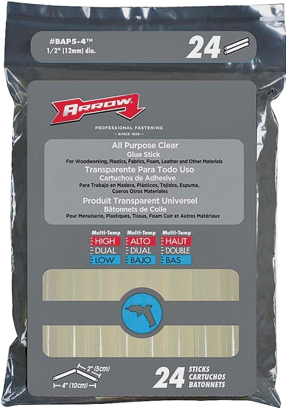 ARROW Arrow BAP5-4 Glue Stick, Stick, Ester, Clear, 0.5 oz