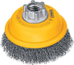DEWALT DEWALT DW4920 Wire Cup Brush, 3 in Dia, 5/8-11 Arbor/Shank, 0.014 in Dia Bristle, 13/16 in L Bristle Trim TOOLS DEWALT
