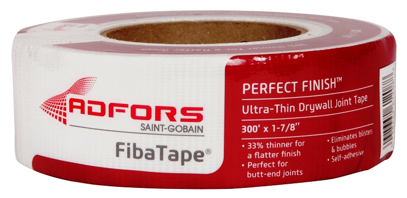 ADFORS Adfors FibaTape Perfect Finish FDW8654-U Ultra-Thin Drywall Tape, 300 ft L, 1-7/8 in W, White BUILDING MATERIALS ADFORS