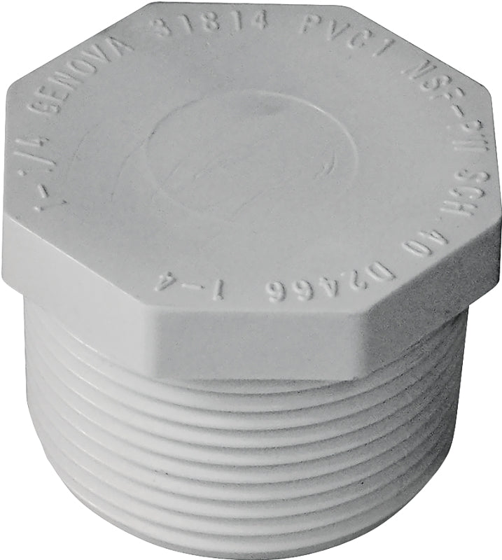 IPEX IPEX 435625 Pipe Plug, 1-1/4 in, MPT, PVC, White, SCH 40 Schedule LAWN & GARDEN IPEX