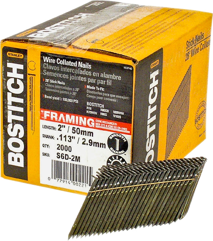BOSTITCH Bostitch S6D-FH Framing Nail, 2 in L, Steel, Full Round Head, Smooth Shank HARDWARE & FARM SUPPLIES BOSTITCH