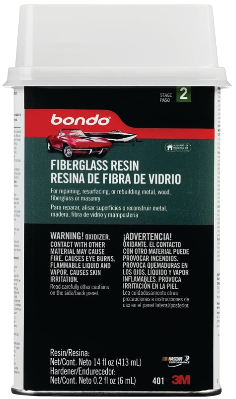 BONDO Bondo 401C Fiberglass Resin, 15 oz Can, Liquid, Pungent Organic AUTOMOTIVE BONDO