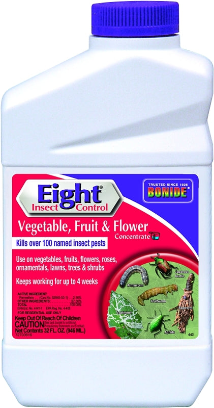 BONIDE Bonide Eight 443 Insect Control, Liquid, Spray Application, 1 qt Bottle LAWN & GARDEN BONIDE