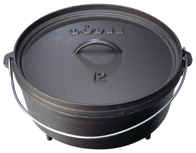 LODGE MFG Lodge L12CO3 Camp Dutch Oven, 6 qt Capacity, Cast Iron, Black, Bail Handle