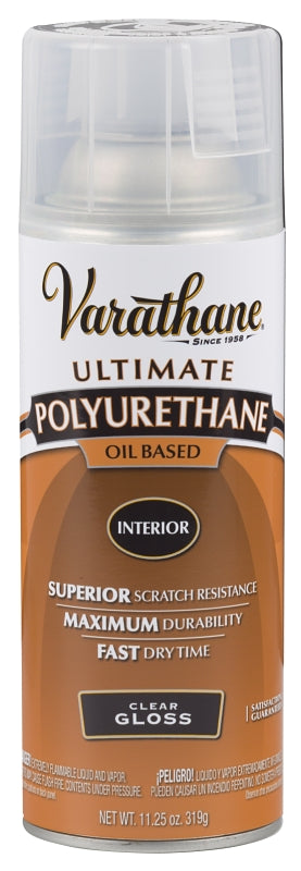 VARATHANE Varathane 9081 Polyurethane, Gloss, Liquid, Clear, 11.25 oz, Aerosol Can PAINT VARATHANE