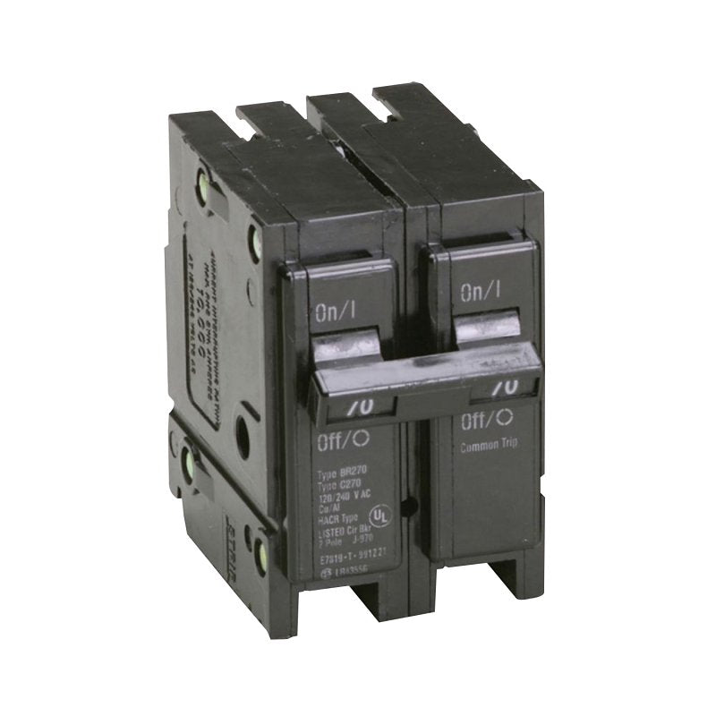 CUTLER-HAMMER Cutler-Hammer BR270 Mini Circuit Breaker, Type BR, 70 A, 2-Pole, 120/240 V, Plug ELECTRICAL CUTLER-HAMMER