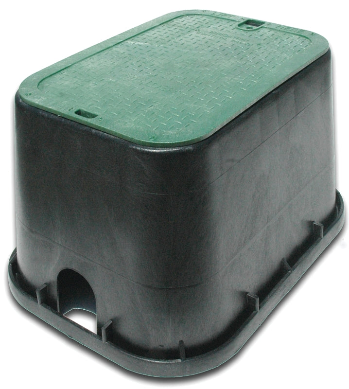 NDS NDS 113BC Valve Box with Overlapping ICV Cover, 21 in L, 12 in H, 2-3/4 x 2-1/2 in Pipe Slots, Polyolefin LAWN & GARDEN NDS