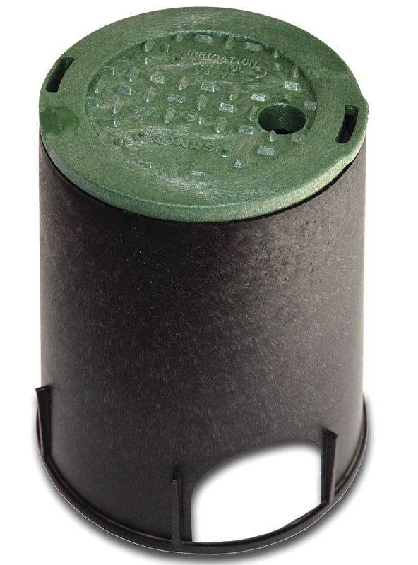 NDS NDS 107BC Valve Box with Overlapping ICV Cover, 8-3/8 in L, 8-3/8 in H, 2-3/4 x 2-3/8 in Pipe Slots, Polyolefin LAWN & GARDEN NDS