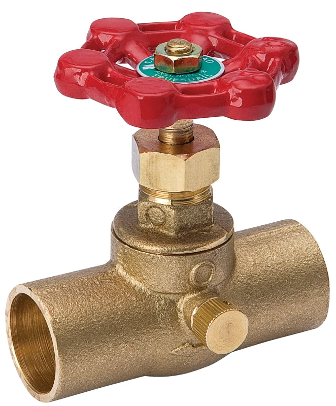 B & K INDUSTRIES Southland 105-603NL Stop and Waste Valve, 1/2 in Connection, Compression, 125 psi Pressure, Brass Body
