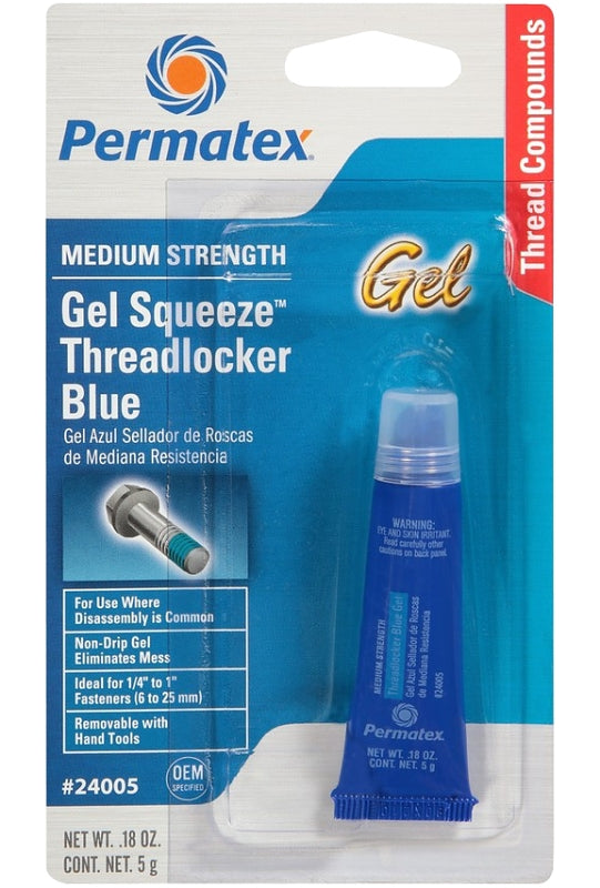 PERMATEX Permatex 24005 Threadlocker, Gel, Mild, Blue, 5 g