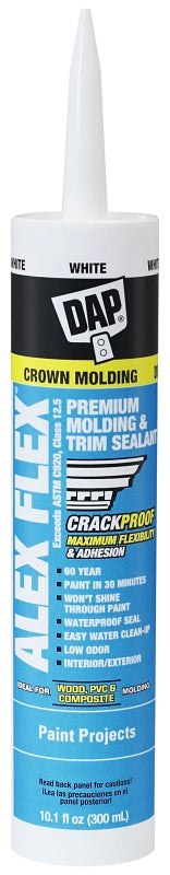 DAP DAP 18542 Caulking Sealant, White, 72 hr Curing, 40 to 100 deg F, 10.1 oz Cartridge PAINT DAP