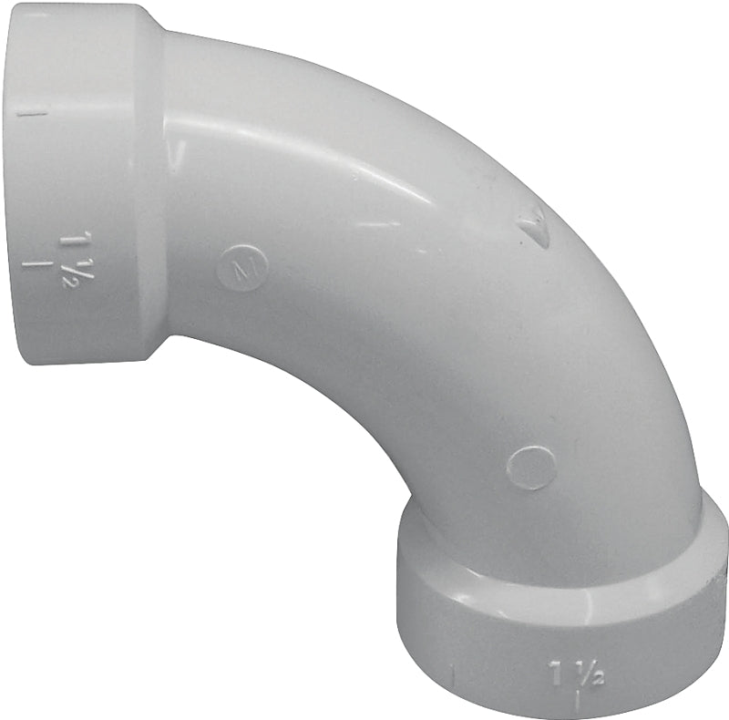 IPEX USA LLC-CANPLAS Canplas 192278 Long Sweep Pipe Elbow, 3 in, Hub, 90 deg Angle, PVC, White PLUMBING, HEATING & VENTILATION IPEX USA LLC-CANPLAS