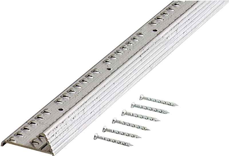 M-D M-D 78055 Carpet Gripper, 36 in L, 1-3/8 in W, Fluted Surface, Aluminum, Silver