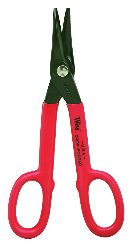 WISS Crescent Wiss WDF10D Tinner Snip, 10.35 in OAL, 2 in L Cut, Long, Straight Cut, Steel Blade, Black/Rawhide Handle TOOLS WISS