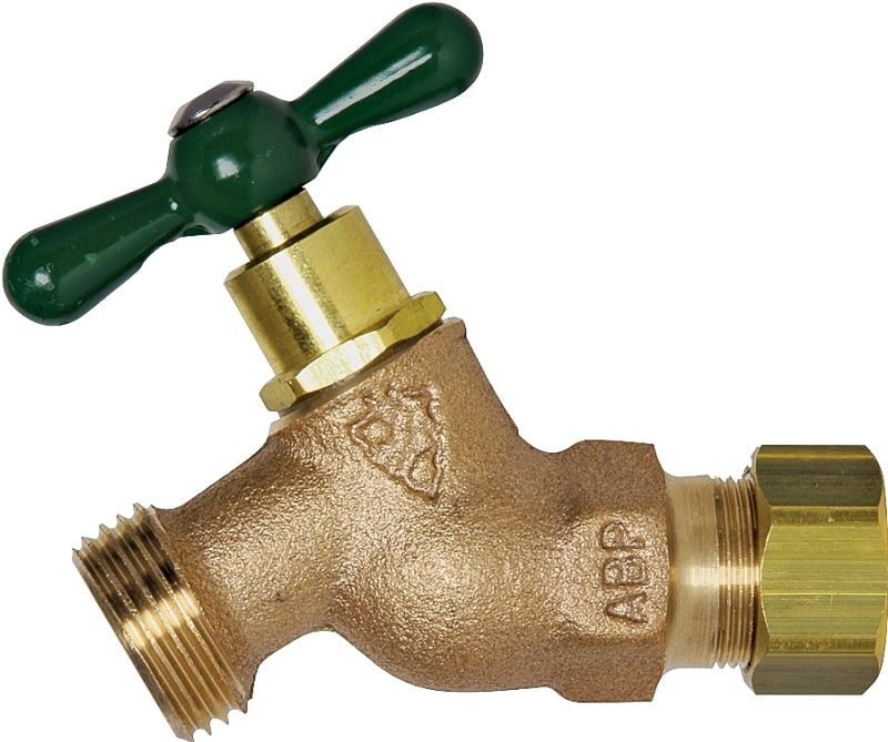 ARROWHEAD Arrowhead Brass 254CCLF Heavy-Duty Hose Bibb, 3 in L, 1/2 x 3/4 in, Sweat x Male Hose, 8 to 9 gpm, 125 psi, Bronze Body