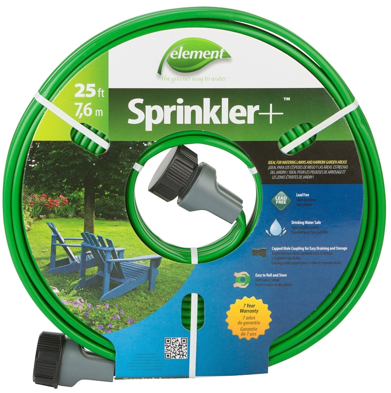 LAWN & GARDEN LLC Element CELTECV025 Sprinkler and Soaker Hose, 5/8 in, 25 ft L, 1.2 gph, Vinyl, Green HOUSEWARES LAWN & GARDEN LLC