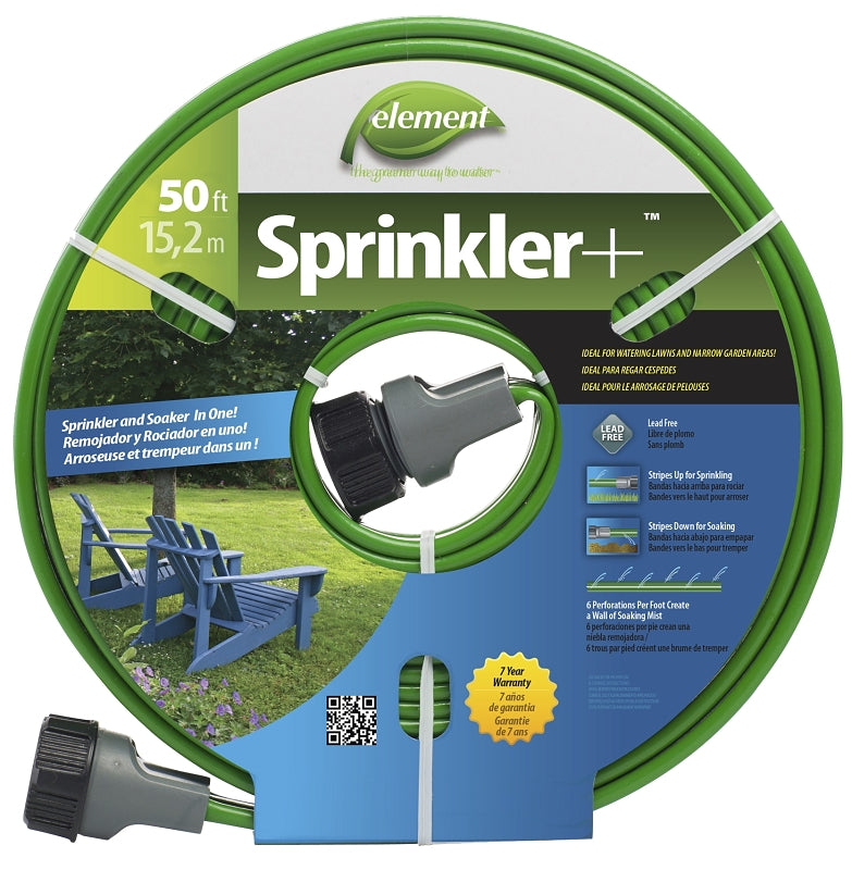 LAWN & GARDEN LLC Swan ELTECV050 Sprinkler Hose, 50 ft L, Rubber, Green