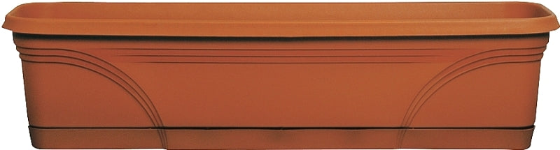 SOUTHERN PATIO Southern Patio MB2412TC Planter, 7-1/4 in H, 23.88 in W, 7.88 in D, Window Box, Plastic, Terracotta
