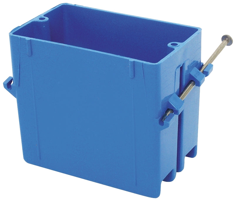 CARLON Carlon B120A-UPC Outlet Box, 20 cu-in, 1-Gang, 4-Knockout, PVC, Blue, Captive Nail