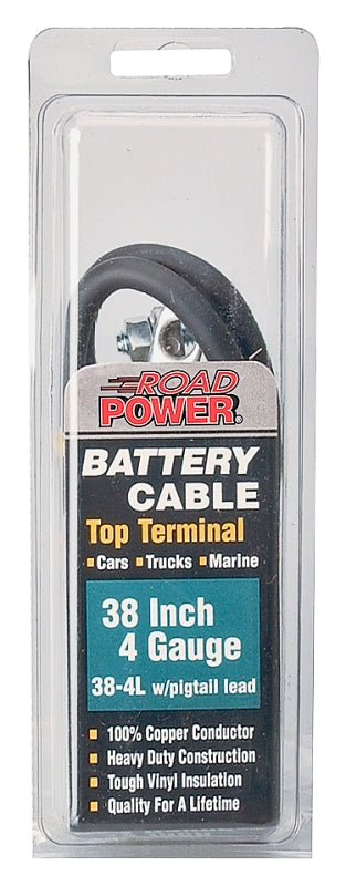 COLEMAN CABLE CCI Maximum Energy 38-4 Battery Cable, 4 AWG Wire, 38 in L, Black Sheath