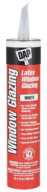 DAP DAP 12108 Latex Window Glazing, Paste, Slight, White, 10.1 fl-oz Cartridge