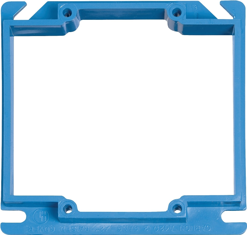 CARLON Carlon A420RR Electrical Box Cover, 4 in L, 4 in W, Square, 2-Gang, Blue, PVC ELECTRICAL CARLON