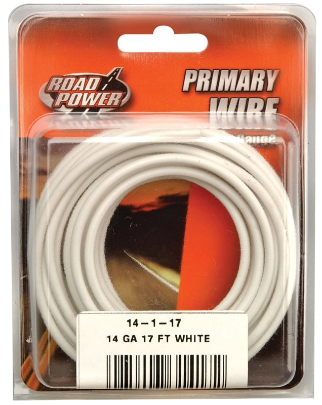 COLEMAN CABLE CCI 55669033 Primary Wire, 14 ga Wire, 60 VDC, Copper Conductor, White Sheath, 17 ft L AUTOMOTIVE COLEMAN CABLE