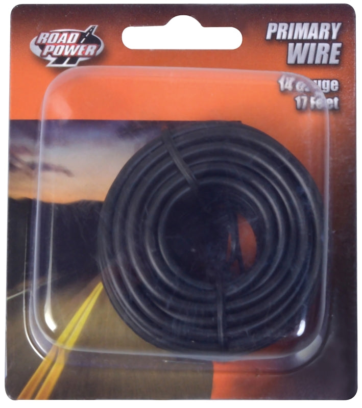 COLEMAN CABLE Road Power 55667133/14-1-11 Electrical Wire, 14 AWG Wire, 25/60 VAC/VDC, Copper Conductor, Black Sheath, 17 ft L