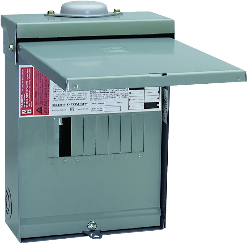 SQUARE D Square D QO QO612L100RBCP Load Center, 100 A, 6 -Space, 12 -Circuit, Main Lug, NEMA 3R Enclosure, Plug Mounting