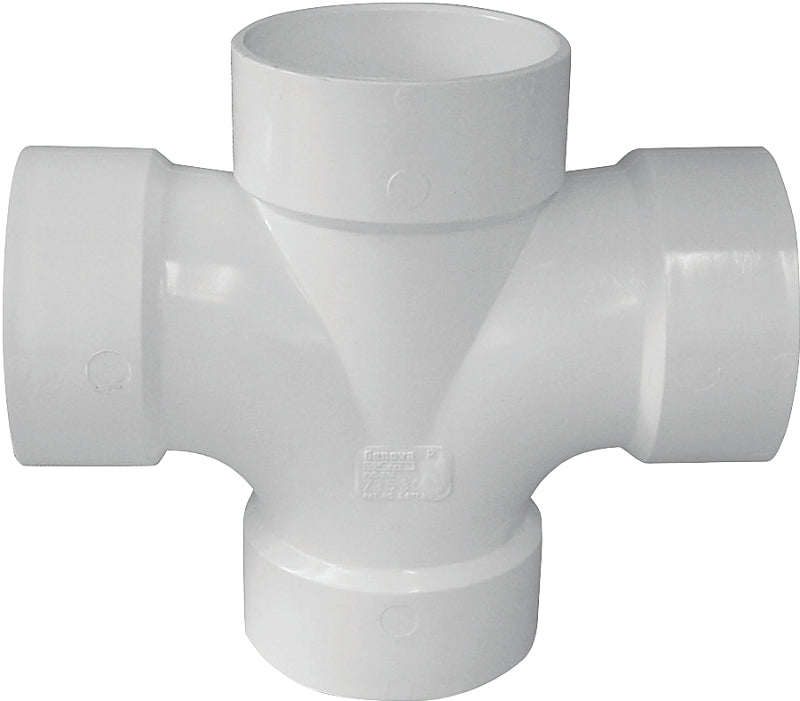 IPEX USA LLC-CANPLAS IPEX 192181 Double Sanitary Pipe Tee, 3 x 3 x 2 x 2 in, Hub, PVC, White, SCH 40 Schedule