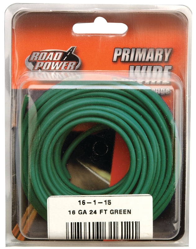 COLEMAN CABLE Road Power 56422033/16-1-15 Electrical Wire, 16 AWG Wire, 25/60 V, Copper Conductor, Green Sheath, 24 ft L AUTOMOTIVE COLEMAN CABLE