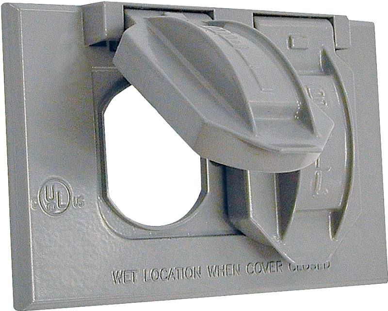 HUBBELL Hubbell 5180-0 Cover, Flip, Snap, 2-13/16 in L, 4-9/16 in W, 1-Gang, Metal, Gray, Powder-Coated, 24/CT ELECTRICAL HUBBELL