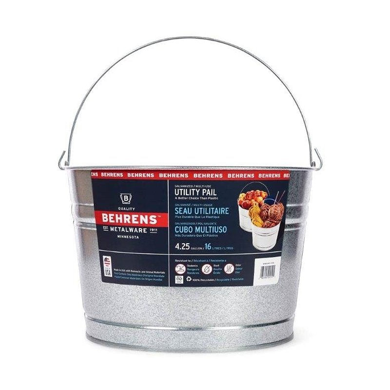 BEHRENS MANUFACTURING Behrens C17GS Scrub Pail, 4.25 gal, Galvanized Steel