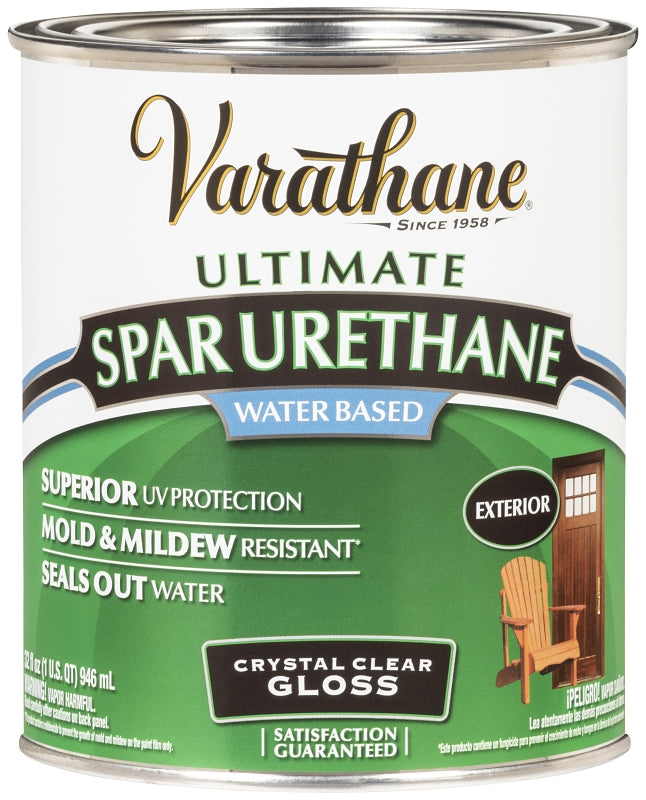 VARATHANE Varathane 250041H Waterbased Polyurethane, Water Base, Crystal Clear, Gloss, Liquid, 1 qt Can, 1.032 Specific Gravity