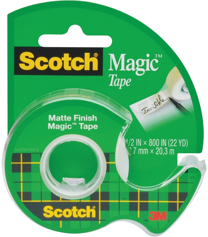 SCOTCH Scotch 119 Single-Sided Office Tape, 800 in L, 1/2 in W, Plastic Backing