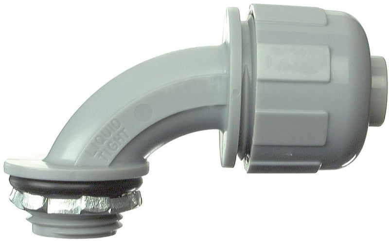 HALEX Halex 27691 Liquidtight Quick-Set Connector, 1/2 in Compression, 90 deg Angle, 2.37 in L, PVC, Gray, 1/BAG ELECTRICAL HALEX