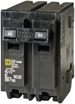 SQUARE D Square D Homeline HOM260C Circuit Breaker, Mini, 60 A, 2 -Pole, 120/240 V, Plug Mounting, Black ELECTRICAL SQUARE D