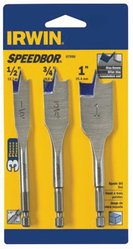 IRWIN Irwin 87950 Spade Bit Set, Standard, 3-Piece, HSS, Bright TOOLS IRWIN