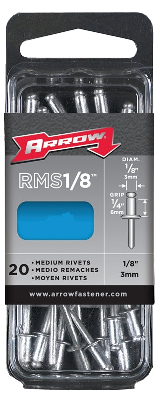 ARROW Arrow RMST1/8 Pop Rivet, Medium, 1/4 in Grip, 1/4 in L, Stainless Steel, 20/PK HARDWARE & FARM SUPPLIES ARROW