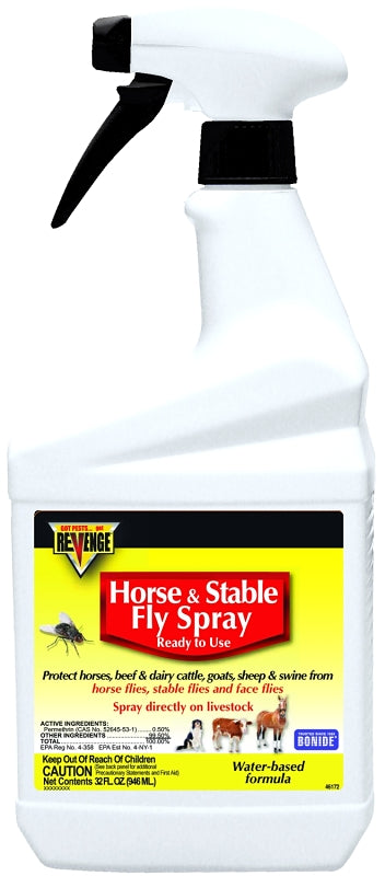 BONIDE Bonide REVENGE 46172 Horse and Stable Fly Spray, Liquid, Spray Application, 1 qt
